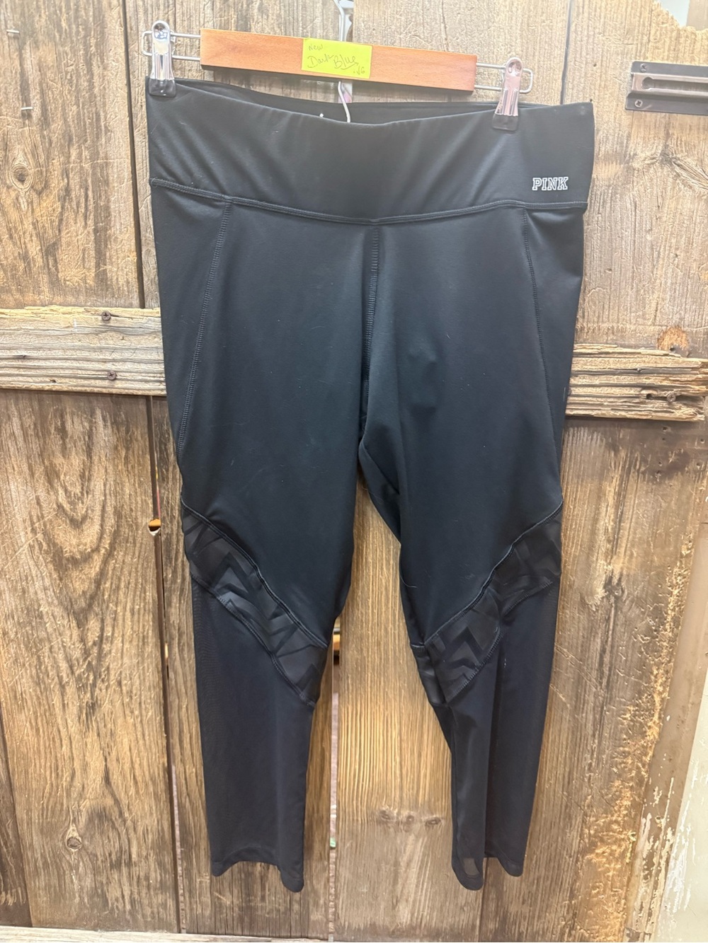 Victoria's Secret PINK Black Cropped Active Leggings with Mesh Panels
